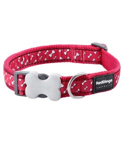 Dog Collar Flying Bones Red