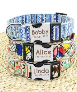 Delta Dog Collar Nylon Colourful Pattern Free Engraving